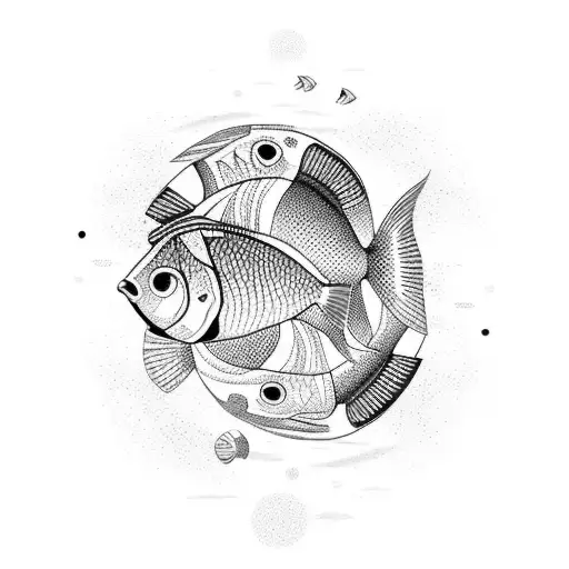 A School Of Colorful Fish Swimming In A Mesmerizing Pattern