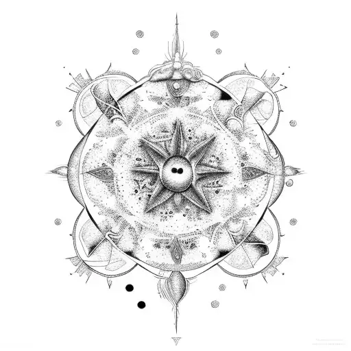 A Celestial Scene With Astrology Symbols Incorporated Into A Blooming Floral Pattern