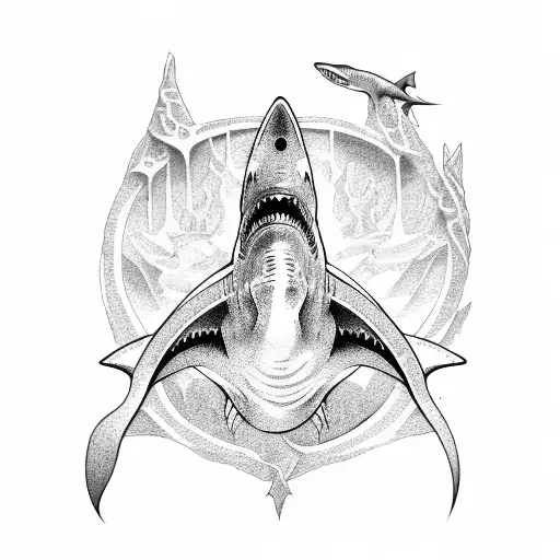 Shark Wrapped Around A Sword