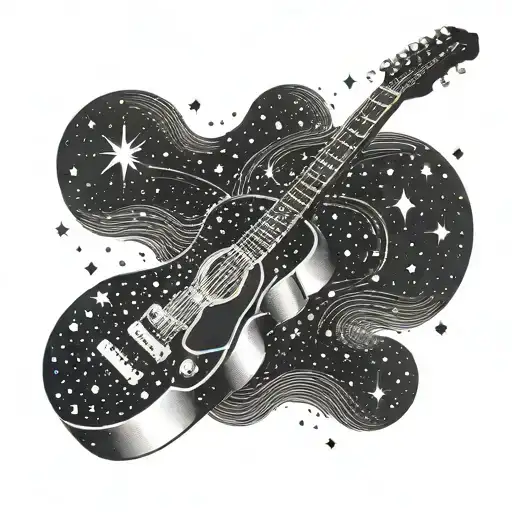 A Constellation Of Stars Forming A Guitar Shape