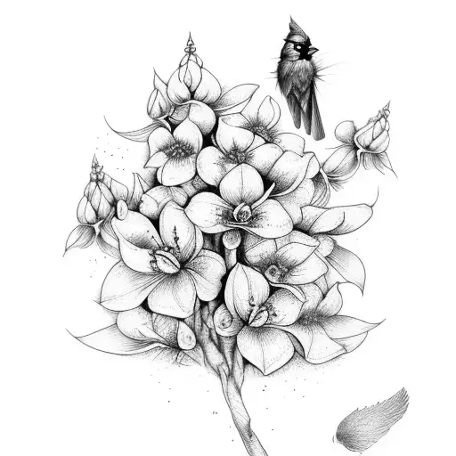 Lupin Flower With Cardinal