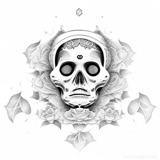 A Dotwork Portrait Of Santa Muerte