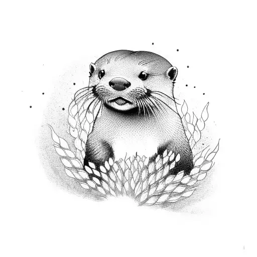 Otter With Barley Plant