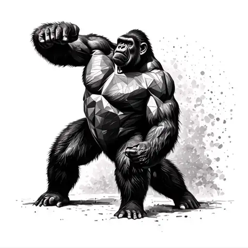 Geometric Silverback Gorilla Fighting