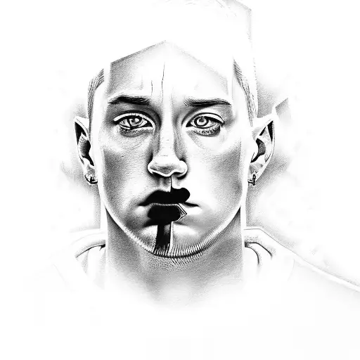 A Portrait Of Eminem Wearing A Football Jersey