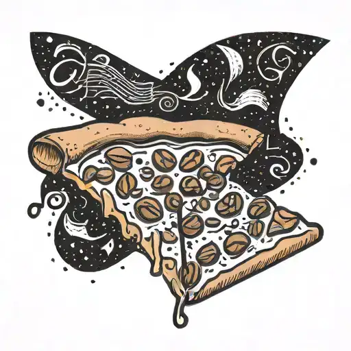 A Pizza Slice With Music Notes And Coffee Beans As Toppings