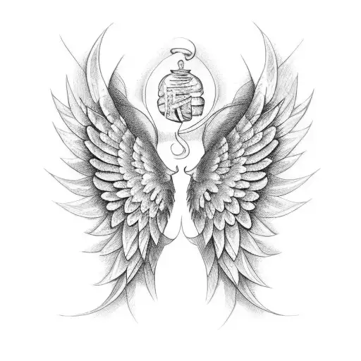 Blue Ribbon And Angel Wings