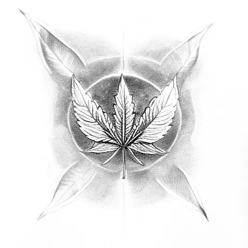 Weed Leaf With A Halo Above