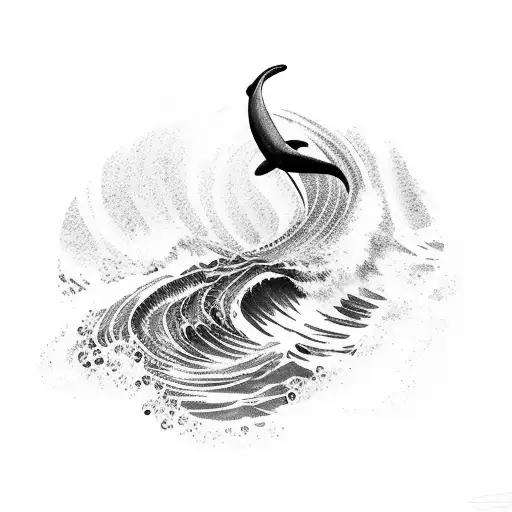 Ocean Wave With Dolphin Tails