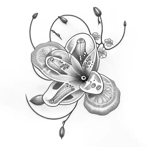 An Intricate Design Combining Morse Code And Lily Flowers