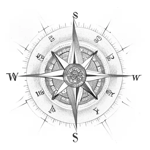 A Compass Surrounded By Delicate Flowers And Leaves