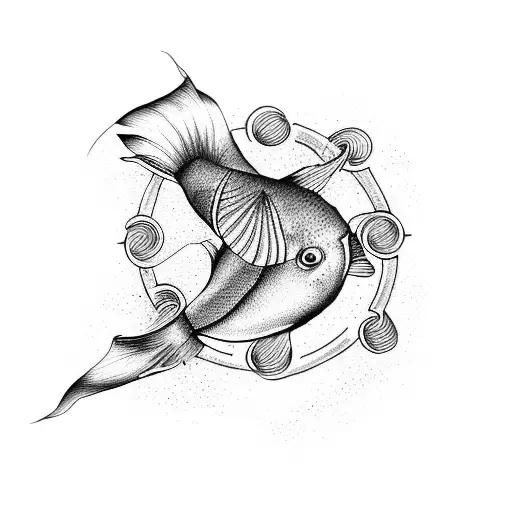 Two Coi Fish In A Circle Making A Hurricane