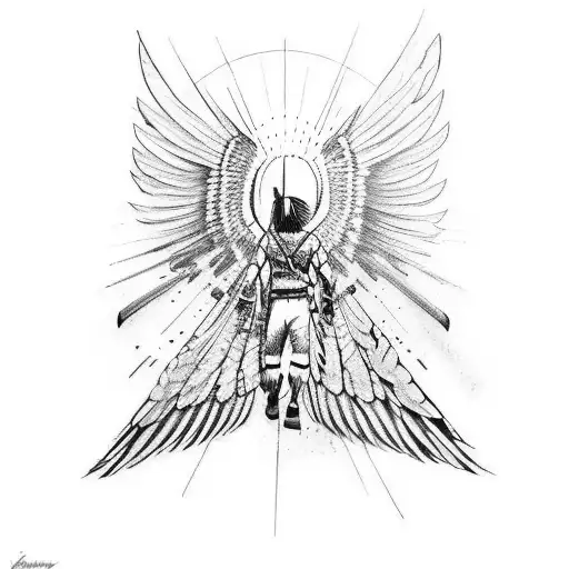 Native Warrior With Huge Black Raven Wings