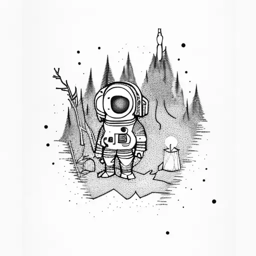 A Lonely Astronaut In The Woods By The Campfire From The Game Outer Wilds For The Whole Sleeve