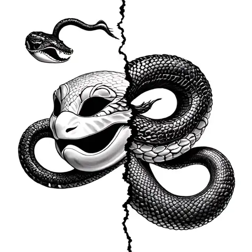 Snake And Hennya Mask Split In Half