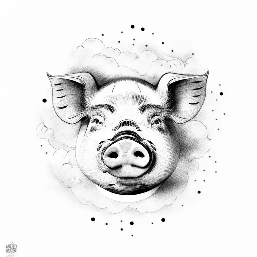 Pig Sleeping On A Cloud