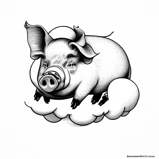 Pig Sleeping On A Cloud