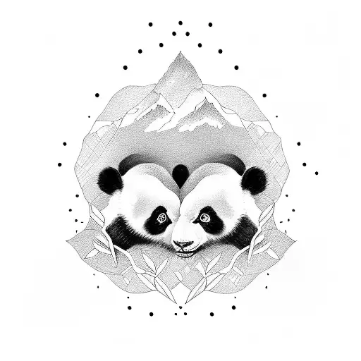 Panda And Monkey Representing A Bond