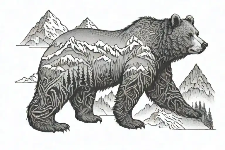 Bear And Mountain Background