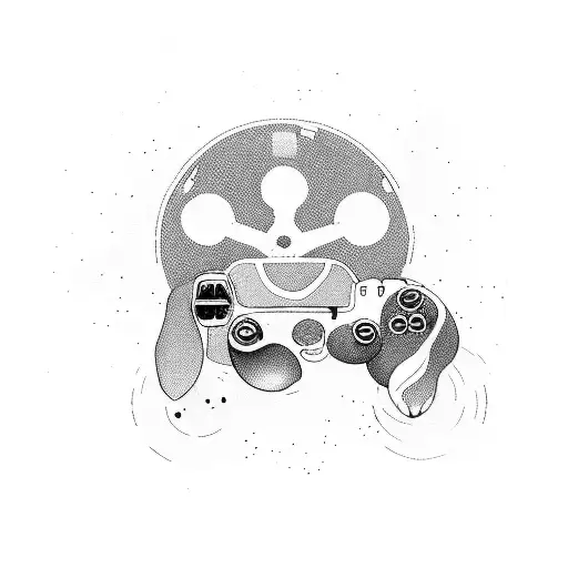 A Surreal Art Palette With Gaming Controller Brushes