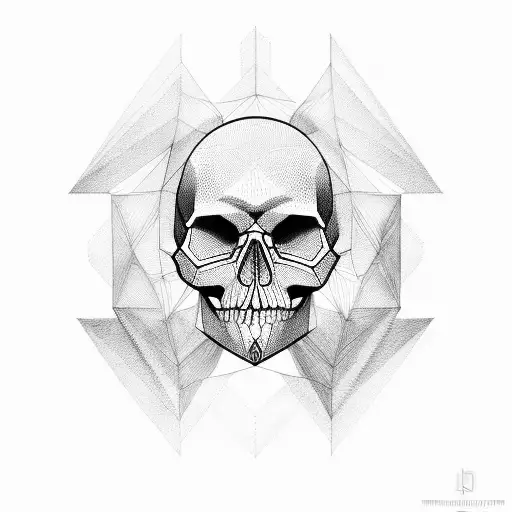 Skull With Geometric Lines Around