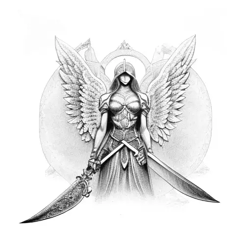 Kneeling Gaurdian Angel Sword