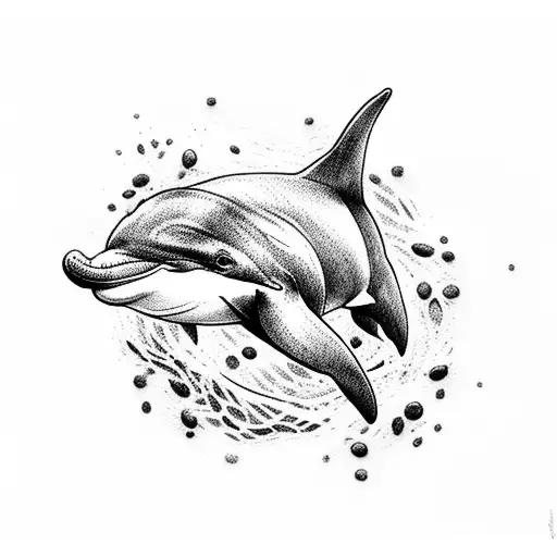 A Playful Dolphin Made Of Coffee Beans And Yarn