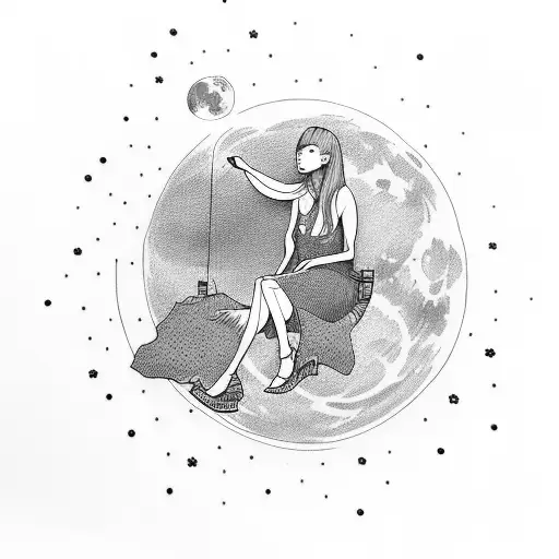 A Girl Sit On The Moon