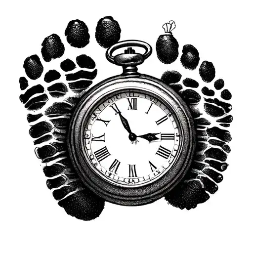 Baby Footprint With Pocket Watch Time Of Birth