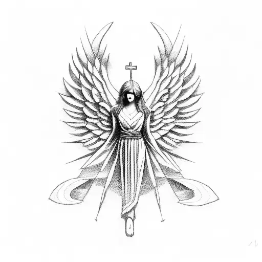 Greek Angel Flying Up Wards