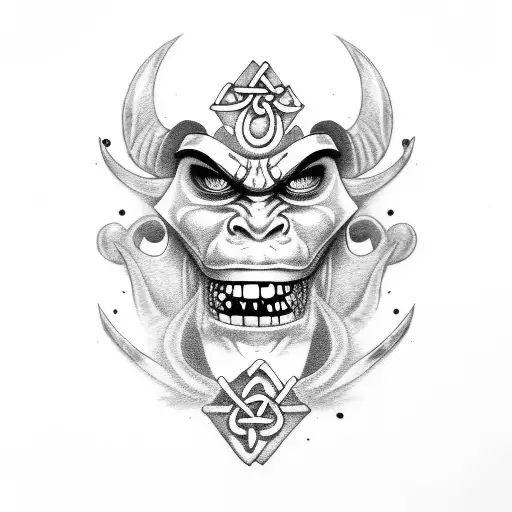 Irish Oni Mask With Irish Runes