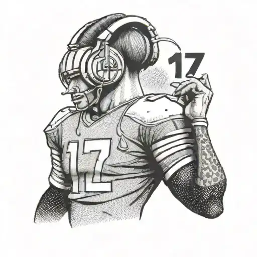 A Football Player Listening To Music On Headphones With The Number 17 Visible