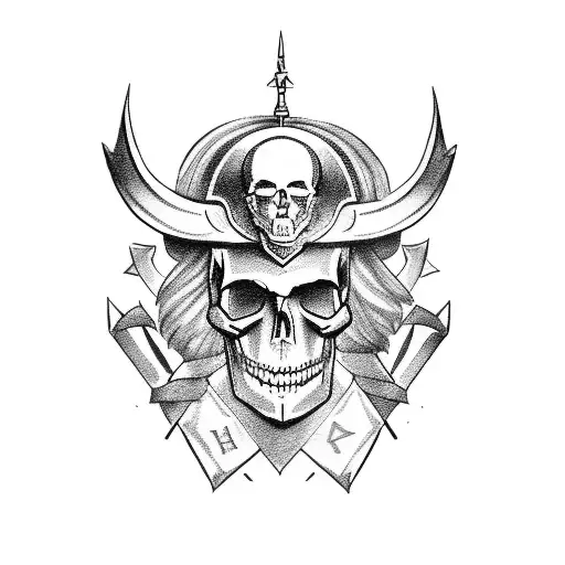 Haughty Valkyrie With A Bare Chest And A Skull On His Head