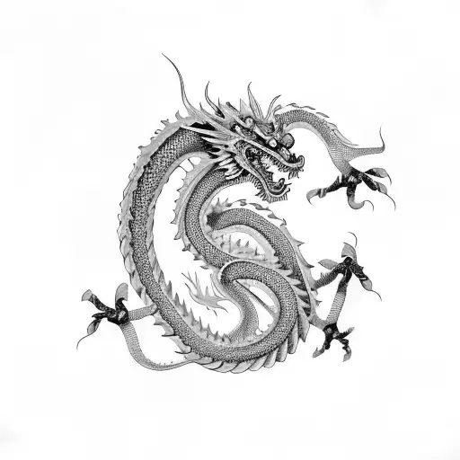 Chinese Dragon Wrapped Leg With Beautifully Detailed Scales And No Horns