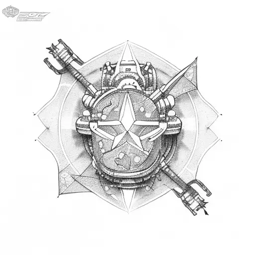 Robotic Arm Armor With A Red Star In The Center