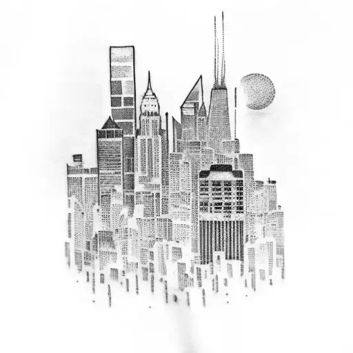 A Music-themed Tattoo Featuring A New York Skyline