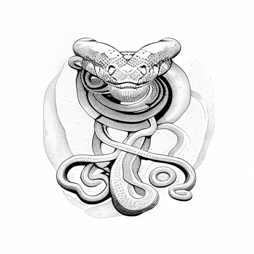 A Snake Wrapped Around A Dumbbell In A Dotwork Style