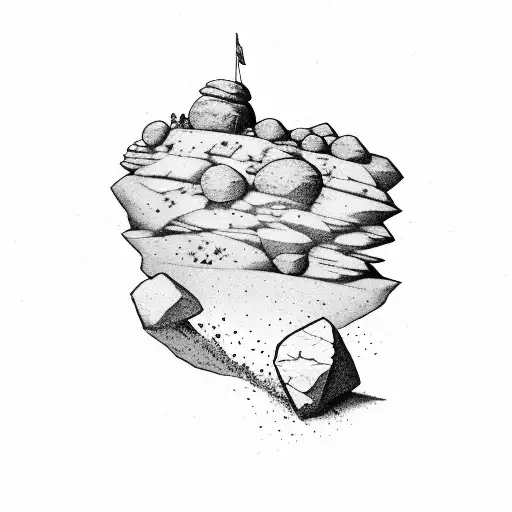 Sisyphus Pushing A Boulder Up A Hill Inside A Circle