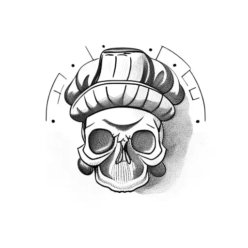 Chef's Hat With A Skull Pattern