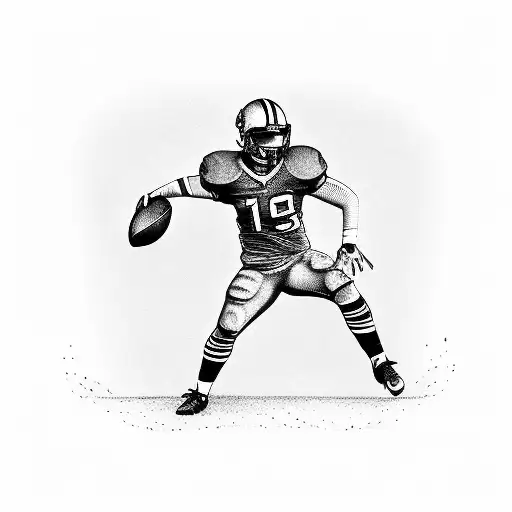 A Minimalist Tattoo Of A Football Player Showing Determination And Perseverance