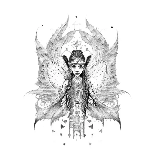 A Pre-hispanic Inspired Fairy With Ancient Symbols And Patterns