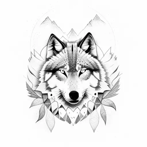 Face Half Wolf Half Pocahontas