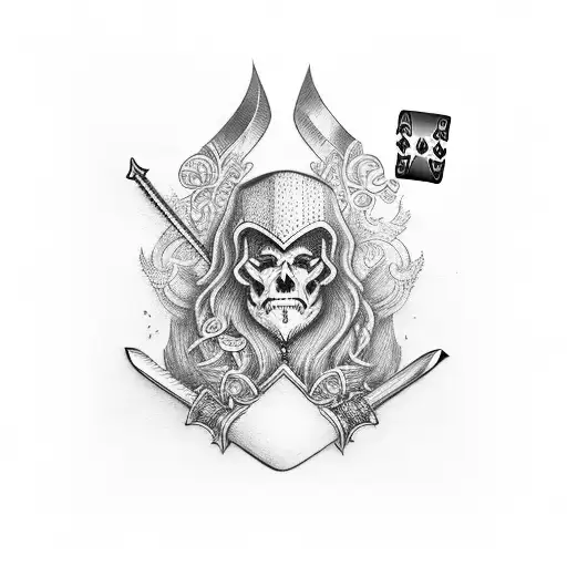 Sword And Playing Cards