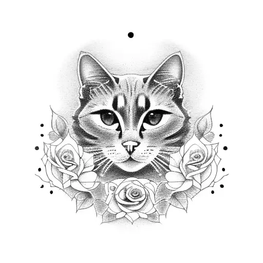 Black Cat With Roses