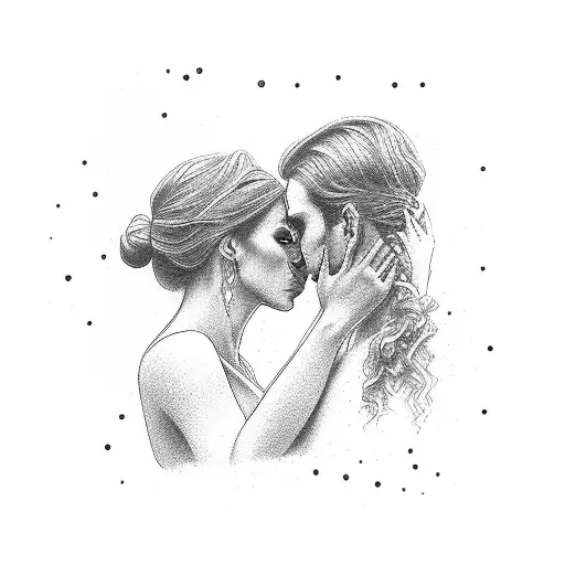 Two Lovers Kissing In A Car