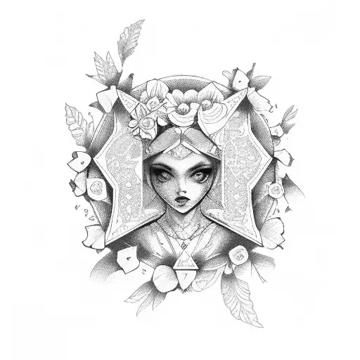 Gemini With Cards And Flowers