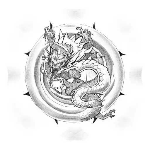 Dragon Ball Shenron Surrounded By Celestial Elements