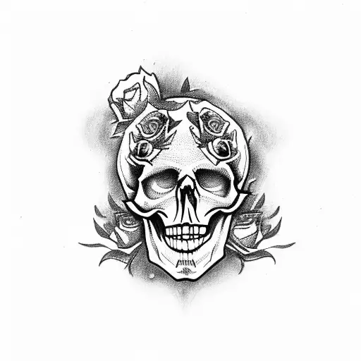 Skull With Roses And Smoke