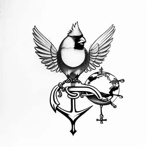 Cardinal Clutching A Globe In Ours Talons With An Anchor