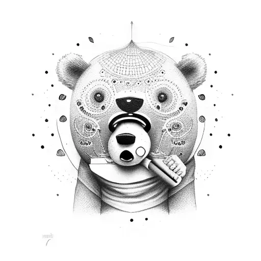 Girl With Angry Bear In His Mouth